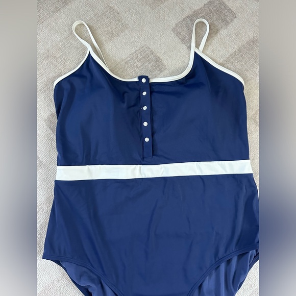 Boden Savina Henley Swimsuit French Navy (Size 16-18) - Picture 4 of 11